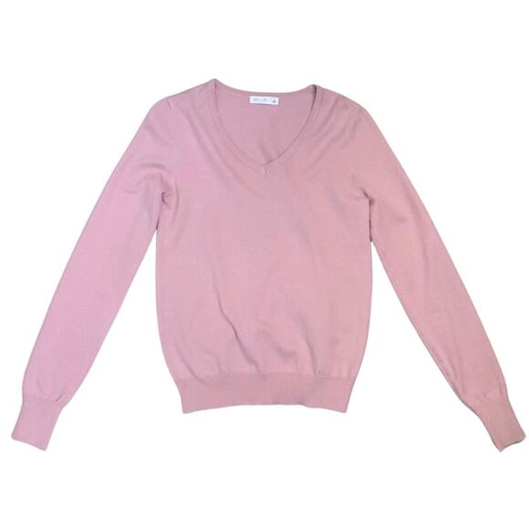Cozy Soft Light Pink Blush V Neck Long Sleeve Sweater Size Small Rose - Picture 1 of 9